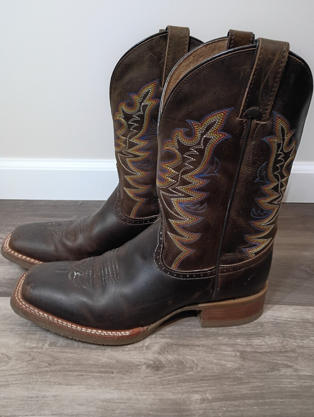 Double H Mens Brown Leather Orin Performance Western Boots Broad Square Toe 10.5